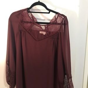 BCBG generation burgundy flowy dress